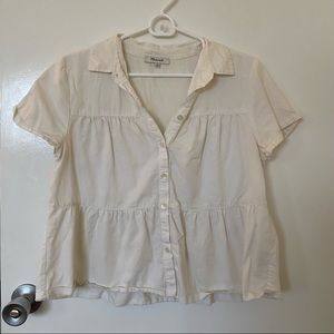 Madewell White Short sleeve Button Up Shirt Sz Med